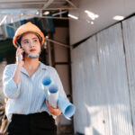 female engineer on phone