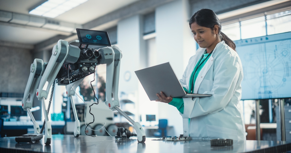 woman coding robotics